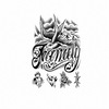 Semi-Permanent Waterproof Tattoos, Retro Graffiti Style - "Family & Dream" Rose and White Dove Pattern - Fashionable English Men's Tattoo - Temporary Tattoo for Neck, Hand, Finger, Lasts 15 Days