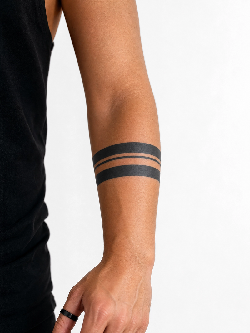Geometric Line Armband Waterproof Temporary Tattoo Stickers, Long-lasting Waterproof for One to Two Weeks, Suitable for Arm, Leg